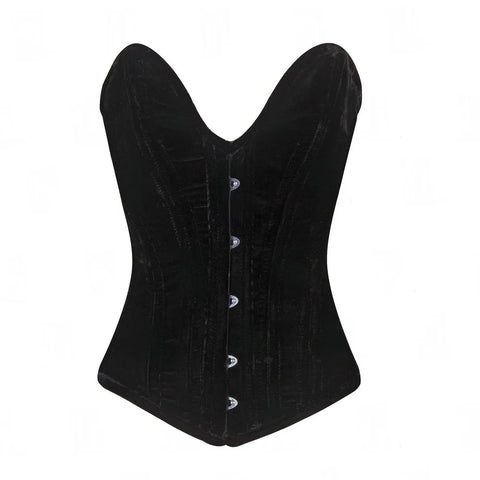 Elegant 3-Layer Heavy Boned Deep Plunge Overbust Corset in Luxurious Crush Velvet with Steel Boning and Modesty Panel image 0