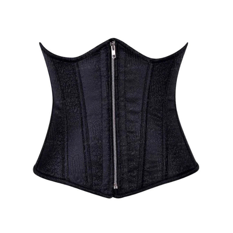 3 Layer Underbust Corset in High-Quality Brocade Fabric with YKK Silver Zipper image 8