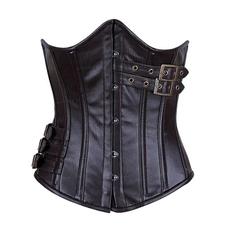 Leather Waist Shaping Corset with Fashion Buckles for a Structured Look