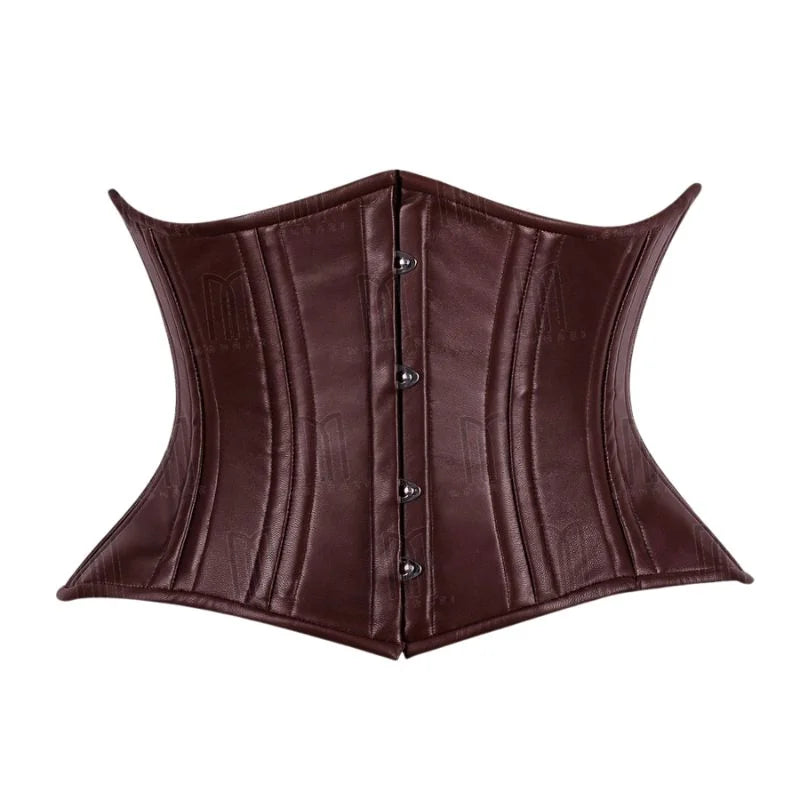 Genuine Leather Curvy Underbust Corset in Rub Off Brown for a Sculpted Silhouette image 0