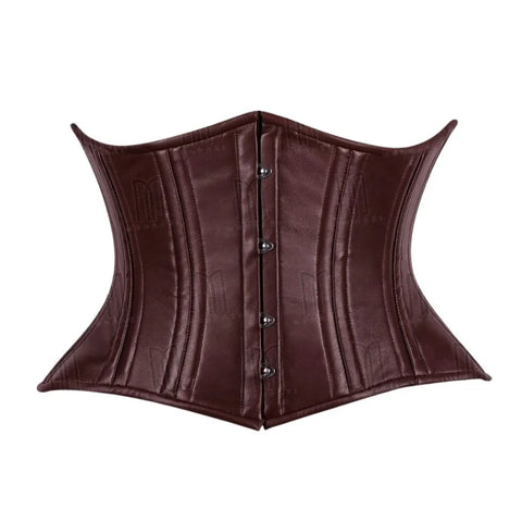 Genuine Leather Curvy Underbust Corset in Rub Off Brown for a Sculpted Silhouette image 0