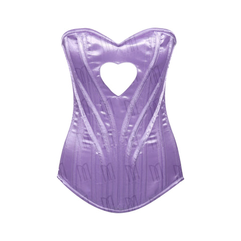 Elegant 3-Layer Satin Heart Shape Overbust Corset with Spiral Steel Boning and Silver Zipper image 5