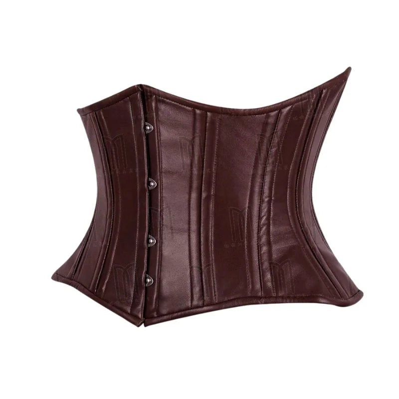 Genuine Leather Curvy Underbust Corset in Rub Off Brown for a Sculpted Silhouette image 1