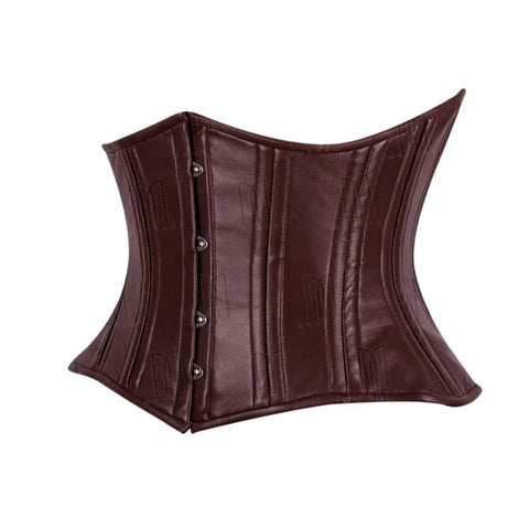 Genuine Leather Curvy Underbust Corset in Rub Off Brown for a Sculpted Silhouette image 1