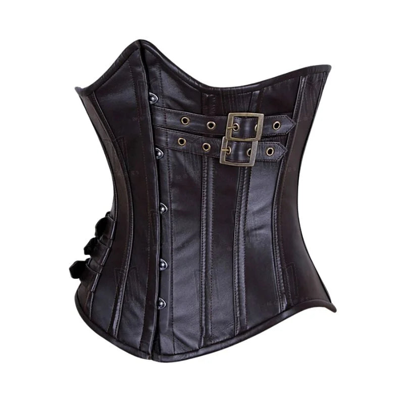 Genuine Leather Corset with Fashion Buckles for Gothic Style