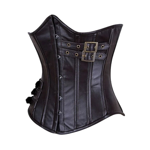 Genuine Leather Corset with Fashion Buckles for Gothic Style