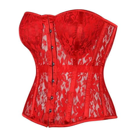Sheer Lace Overbust Corset with Satin Fabric for a Refined Silhouette image 3