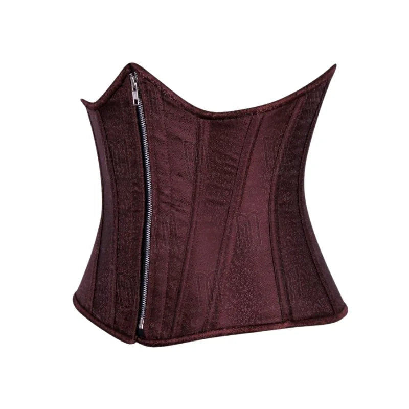 3 Layer Underbust Corset in High-Quality Brocade Fabric with YKK Silver Zipper image 10