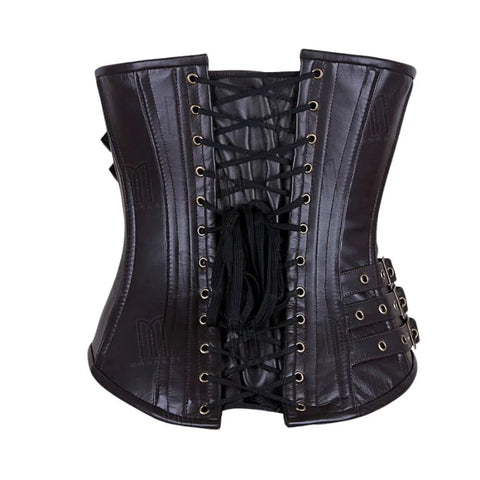 Leather Waist Shaping Corset with Fashion Buckles for a Structured Look