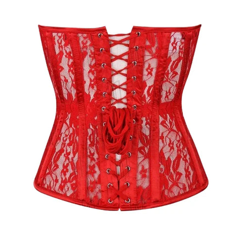 Sheer Lace Overbust Corset with Satin Fabric for a Refined Silhouette image 2