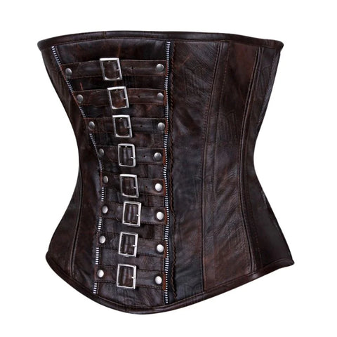Genuine Leather Underbust Corset with Buckle Straps for a Bold Look image 3