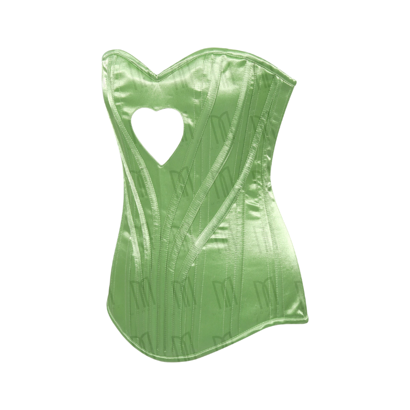 Elegant 3-Layer Satin Heart Shape Overbust Corset with Spiral Steel Boning and Silver Zipper image 17