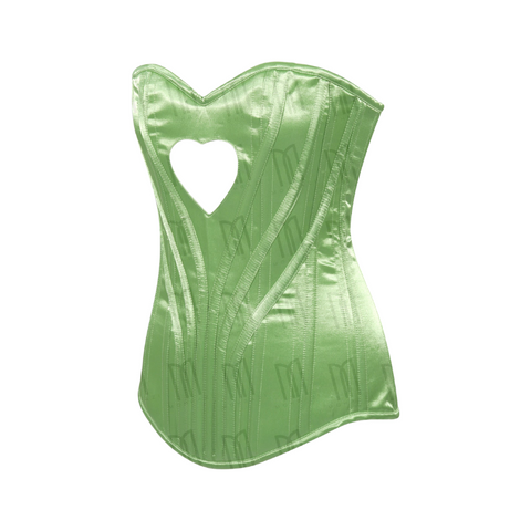Elegant 3-Layer Satin Heart Shape Overbust Corset with Spiral Steel Boning and Silver Zipper image 17