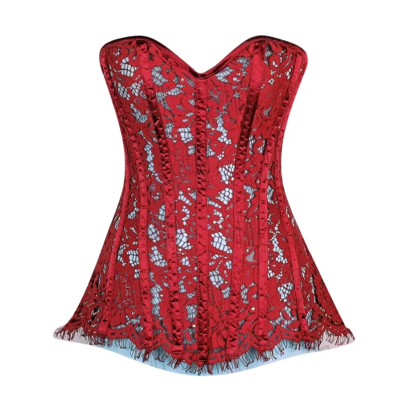 Exquisite and Sparkling Rhinestones Overbust Corset in Sheer Eyelash Lace for a Dazzling Silhouette image 2