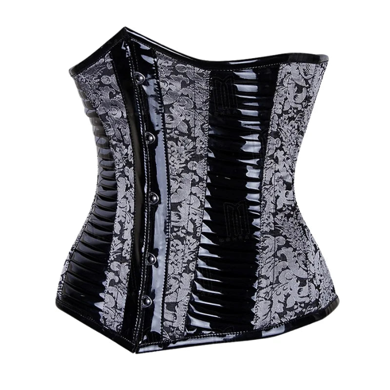 Gothic Leather Corset with Star Stud Accents and Cape Design