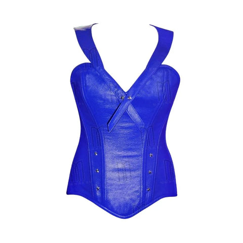 3 Layer Over bust Cape Corset in Soft Leather with Metal Star Studs image 2
