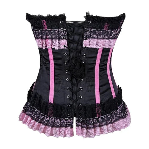 Satin Over bust Underwire Cup corset with Lace Frills. image 2