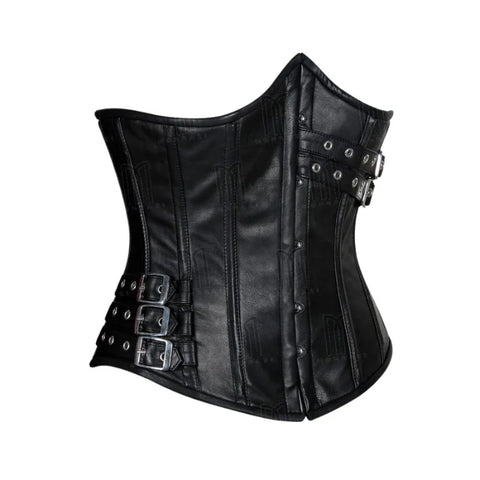 Leather Waist Shaping Corset with Fashion Buckles for a Structured Look